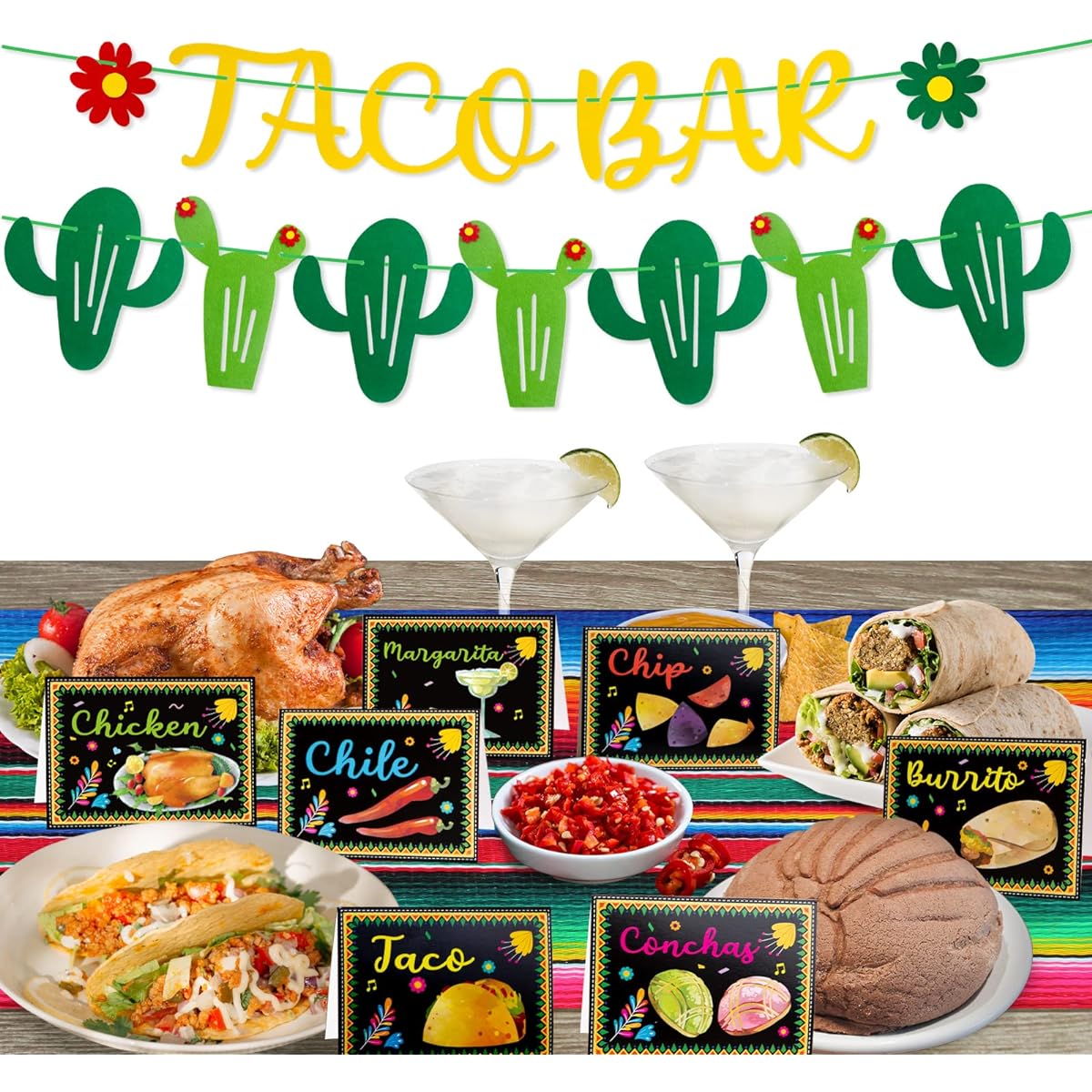 Taco Bar Decoration Kit Mexican Food Tent Card Cinco de Mayo Party Decorations