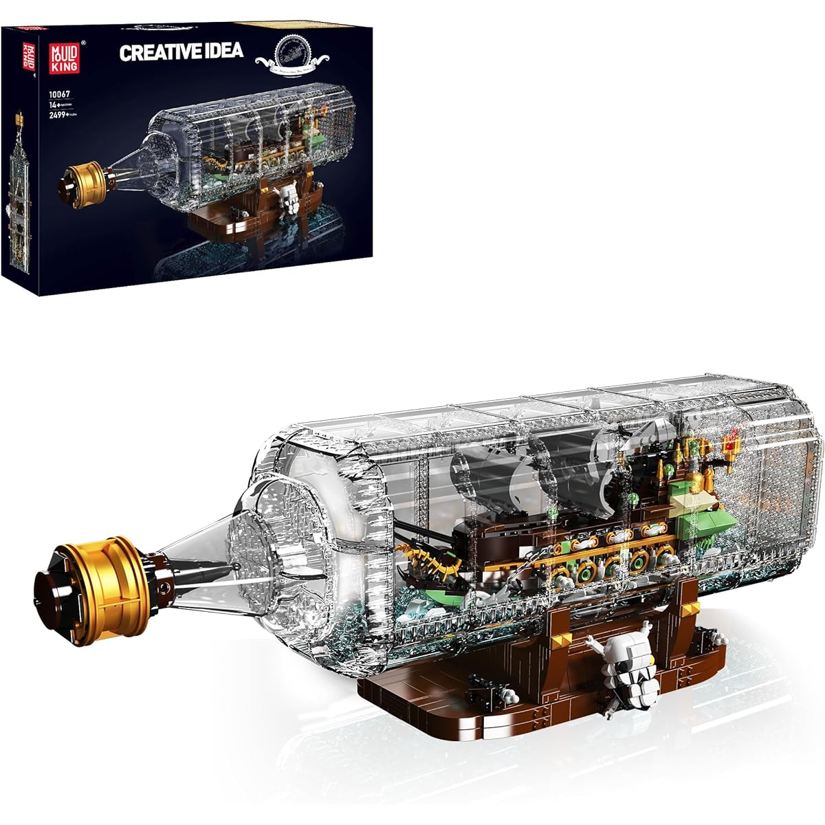 Addshiny Ideas Ship in a Bottle Blocks Set Drift Bottle Flying Dutchman Pirate Ship Model Building Kit with Display Stand Battleship Gifts for Adults and Teens (2499 Pieces)