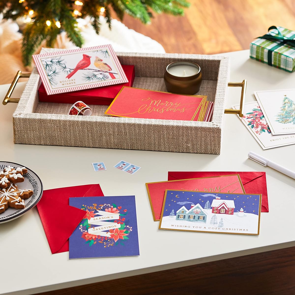 Hallmark Boxed Christmas Card Assortment - Cozy Christmas (6 Designs, 36 Cards with Envelopes)