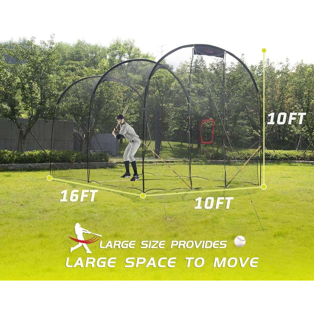 Kapler Batting Gauge 5x3x3m Baseball Batting Gauge Compatible with Hardball/Softball, Carry Bag Included, Ball Protection Net