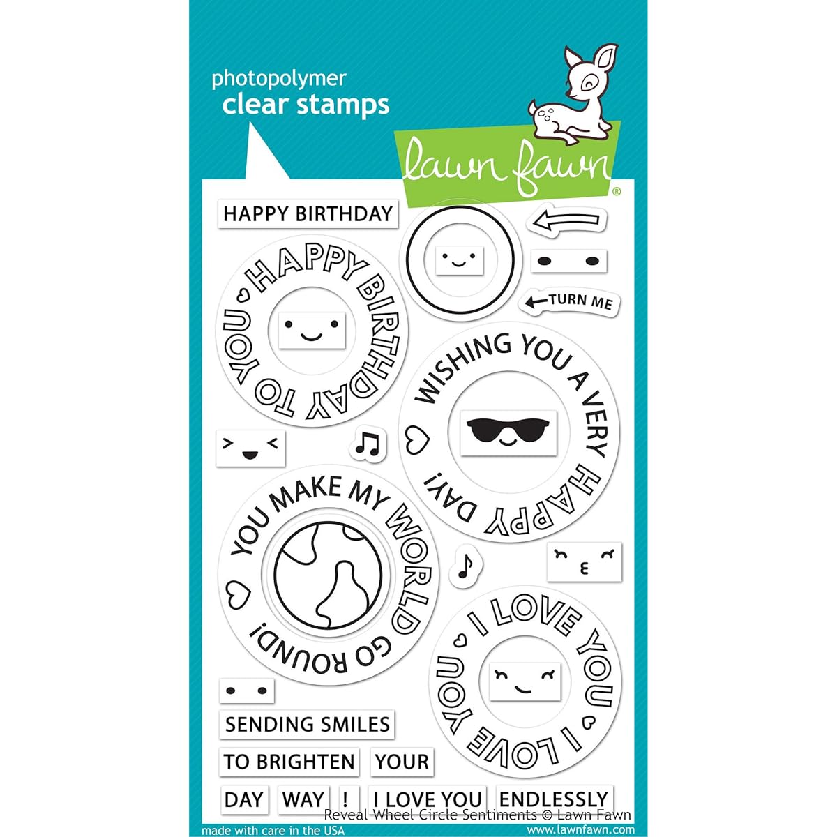 Lawn Fawn Clear Stamps 4"X6"-Reveal Wheel Circle Sentiments -LF2225