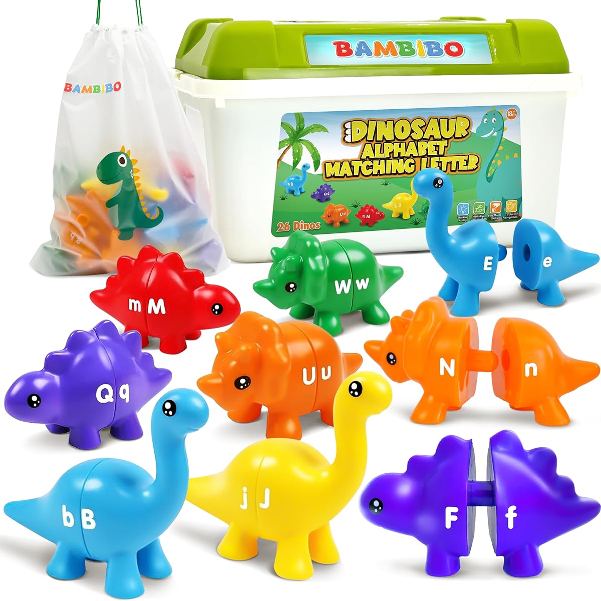 Bambibo Letter Matching Dinosaurs, Multicolor - USA