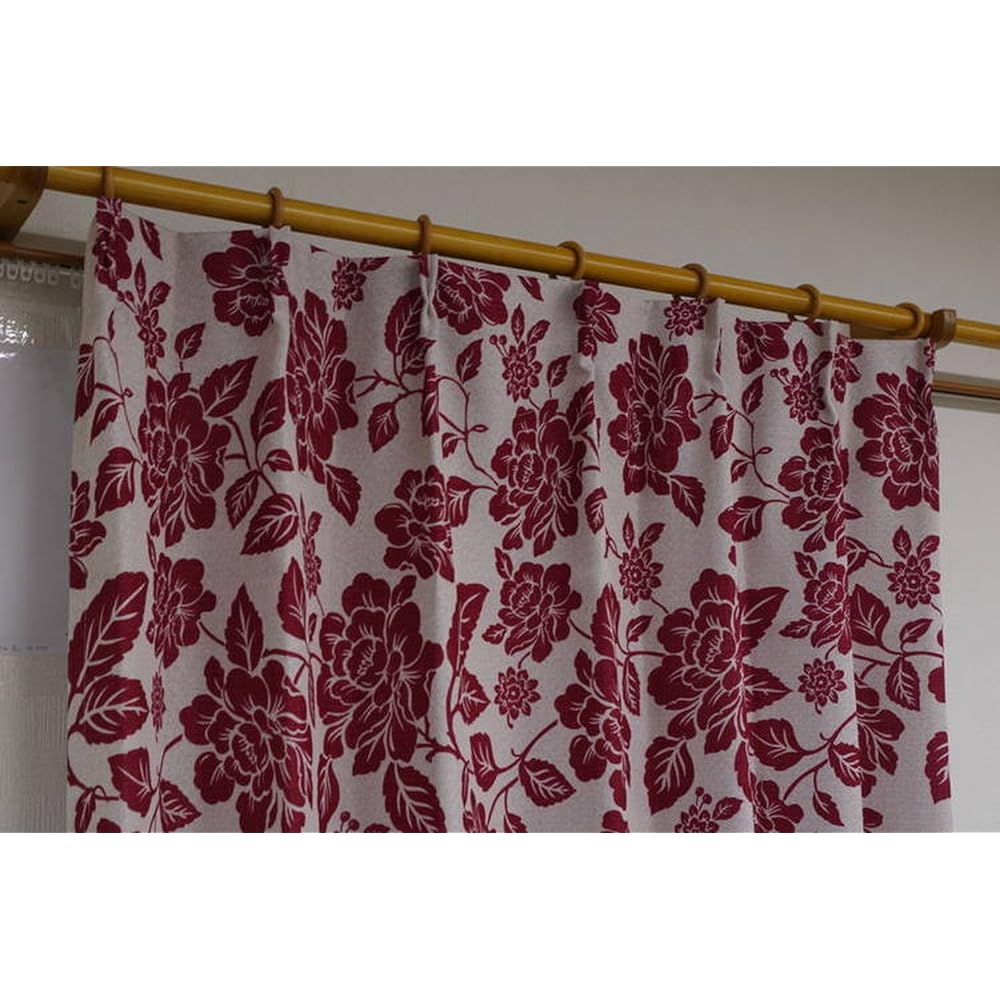 Arie Blackout Curtains Art Flower Set of 2 100 x 225cm Red