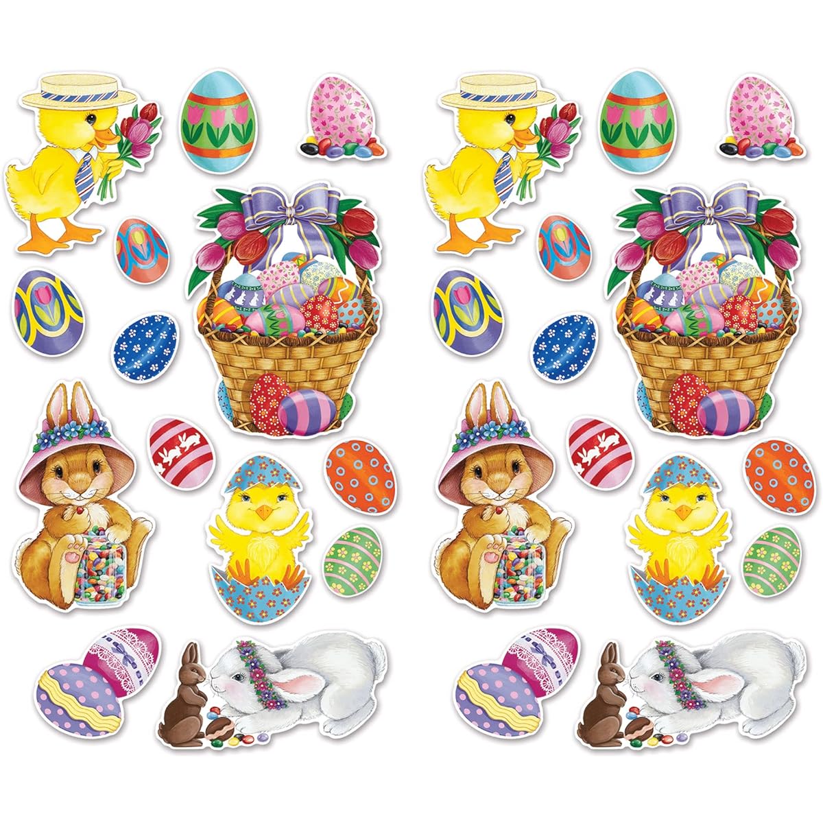 Beistle 44144 Easter Basket & Friends Cutouts 28 Pieces 4" - 15.25" Multicolor