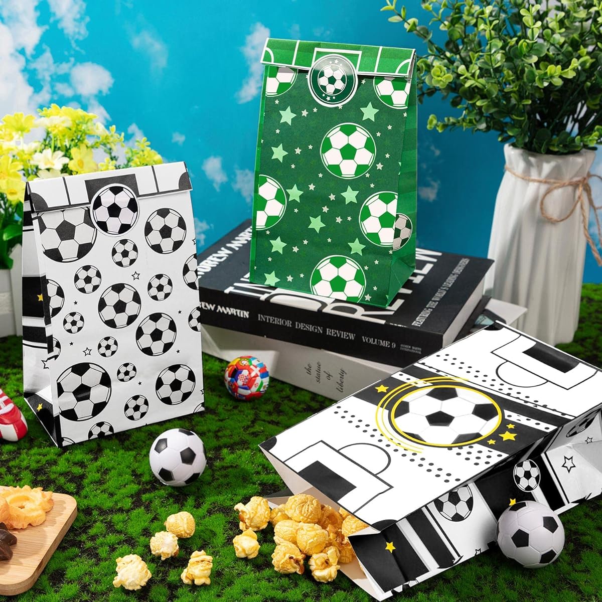60 Pieces Soccer Goods Bags Soccer Theme Birthday Party Supplies Reusable Candy Bags Party Gifts Soccer Party Favors Decorations