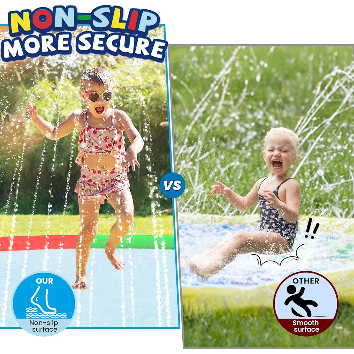 ODOSOLA 59 Inch Splash Pad for Kids Ages 4-8 Anti-Slip Toddler Sprinkler Oversized Kids Sprinkler for Garden Heavy Duty Kids Pool Water Toy for Outdoor Family/Friends/Summer Fun