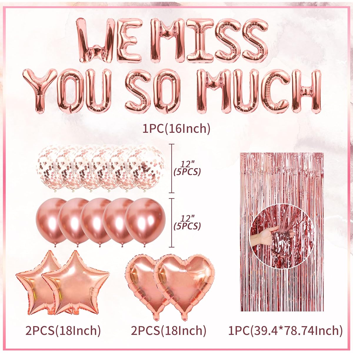16pcs We Miss You So Much Banner Balloons, We Miss You So Much Yard Signs, Farewell Retirement, Going Out, Housewarming Party Decorations