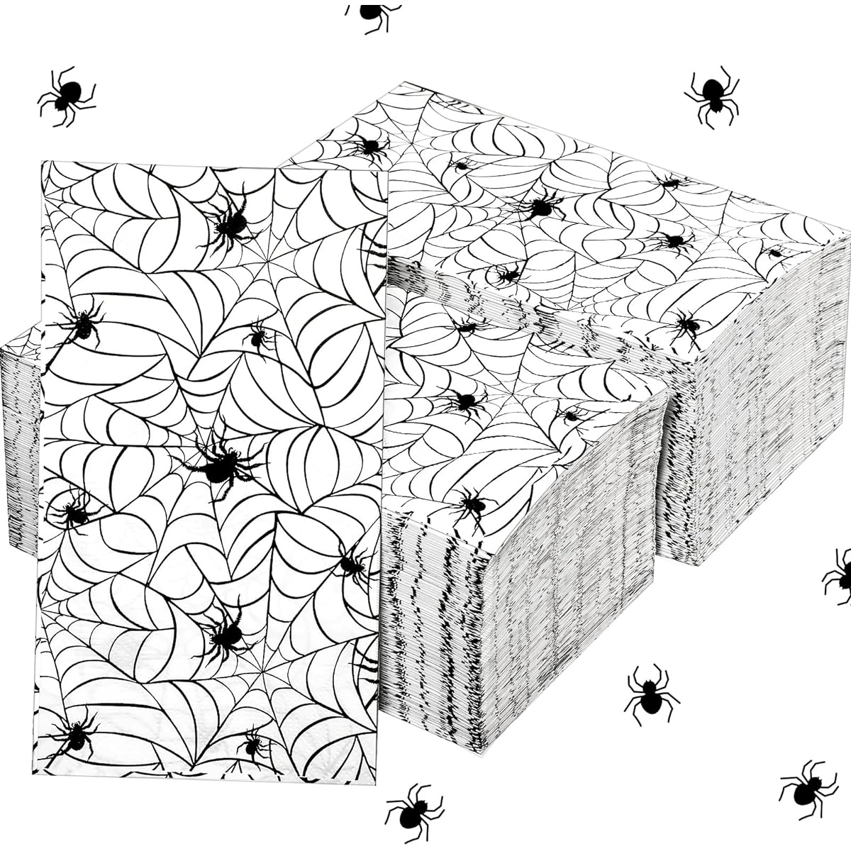 Mimorou Halloween Napkins Spider Web Paper Napkins Spooky Party Disposable Napkins Luncheon Cocktail Paper Halloween Party Supplies for Halloween Decorations (200)