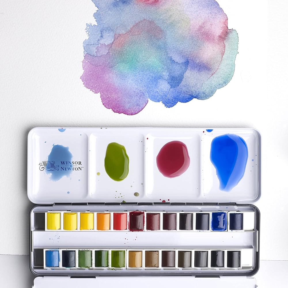 Winsor & Newton Winsor & Newton Watercolor Paints Winsor & Newton Professional Watercolor 24 Color Set Lightweight Metal Box Set Half Pan