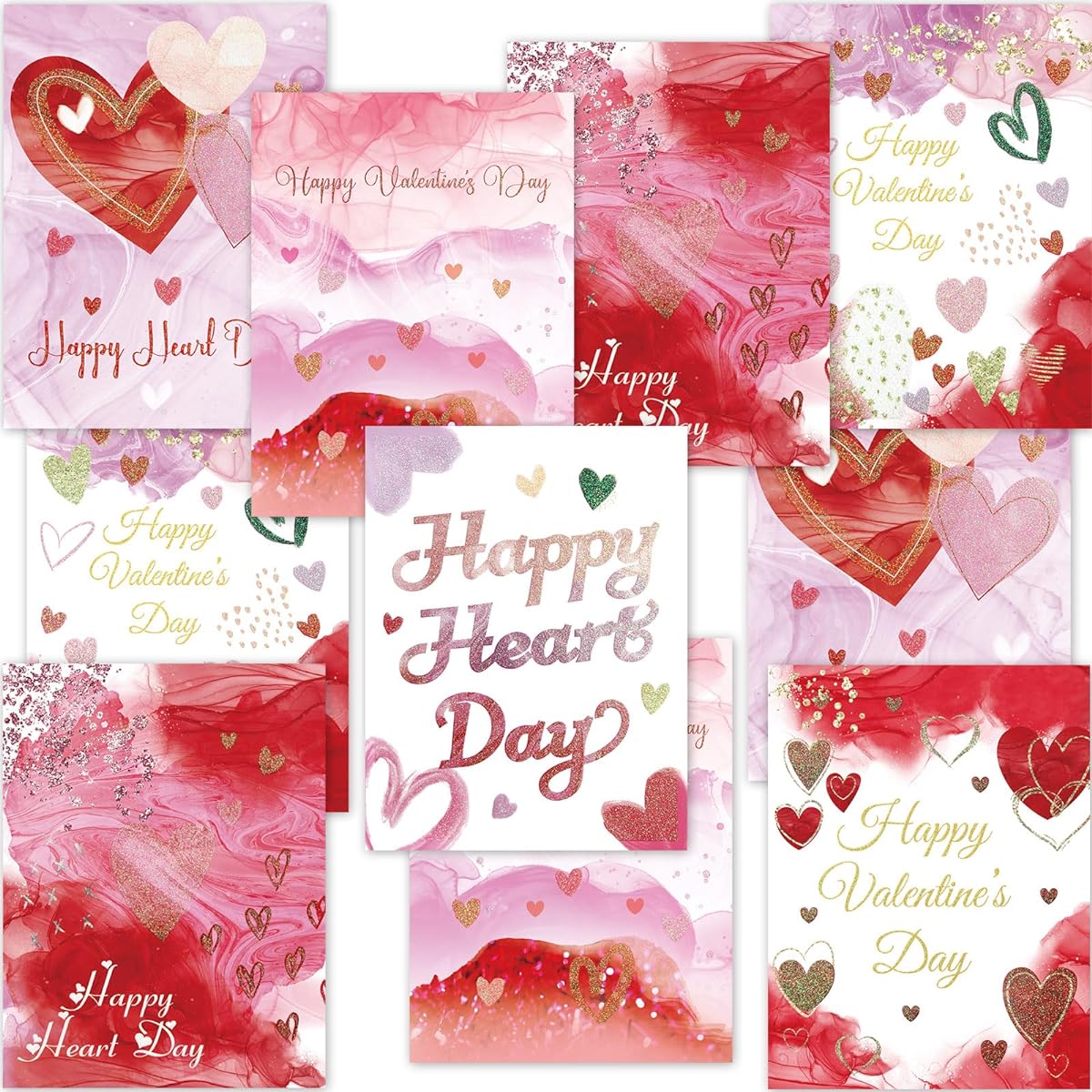 WorldBazaar Valentine Cards with Envelopes, Pack of 24 Watercolor Valentine's Day Cards