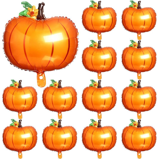12pcs Pumpkin Balloons Thanksgiving Foil Pumpkin Balloons Mylar Fall Balloons Large Thanksgiving Balloon Decorations Baby Shower Birthday Fall Harvest Thanksgiving Party Supplies