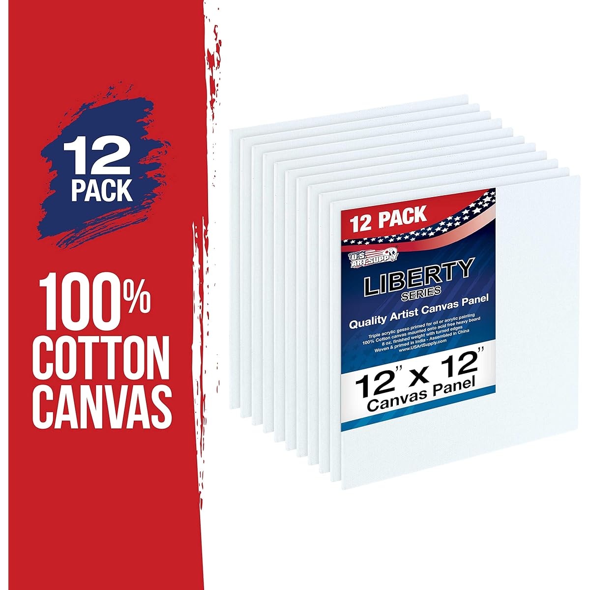 US Art Supply 12 X 12 inch Professional Artist Quality Acid Free Canvas Panels (1 Full Case of 12 Single Canvas Panels) by US Art Supply