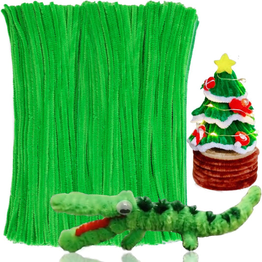 180 Pieces Pipe Cleaners Chenille Stems Craft Pipe Cleaners Christmas Pipe Cleaners Chenille Stems DIY Art Craft Decoration Supplies (Light Green)