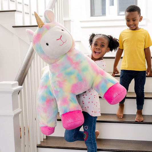Animal Adventure | Sqoosh2Poof Giant Huggable Ultra Soft Plush Interactive Surprise 44" Llamacorn