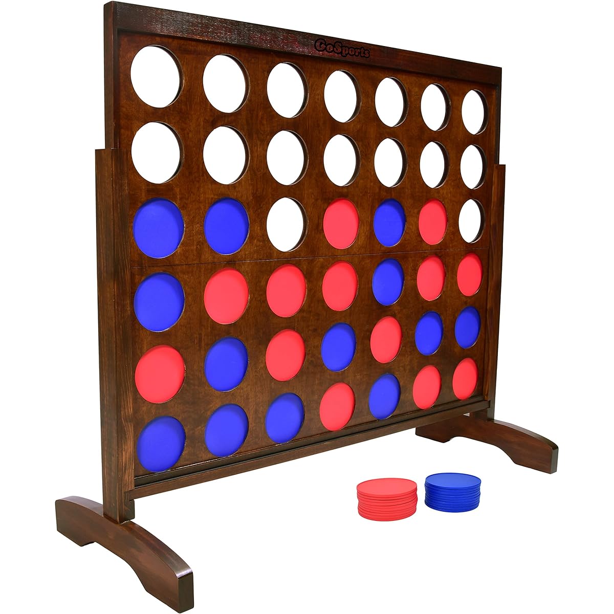 GoSports 4' Wide Giant Portable 4" Game Dark Wood Stain with Rules and Carry Bag
