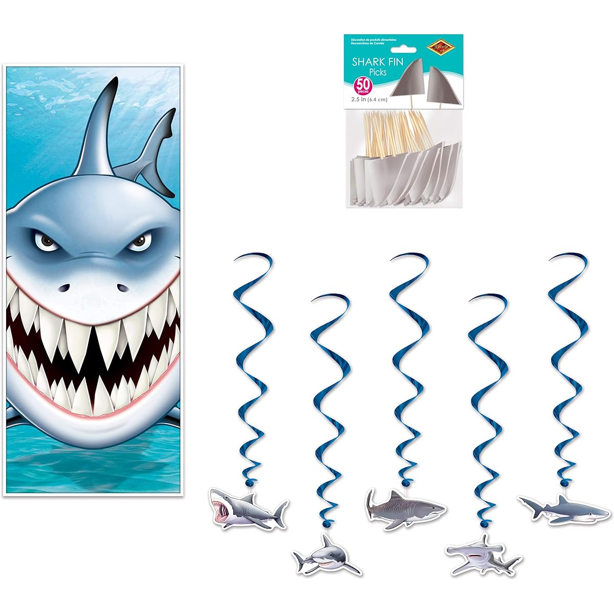 Beistle S33AZA Shark Decorations Birthday Party Supplies 2.5"-72" Multicolor