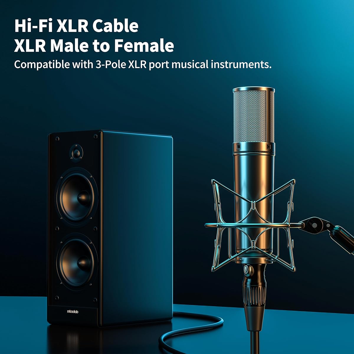 SMALL-EYE XLR Cable 50ft 2 Pack for Speaker Microphone with 3 Pin Gold Plated REAN Connector