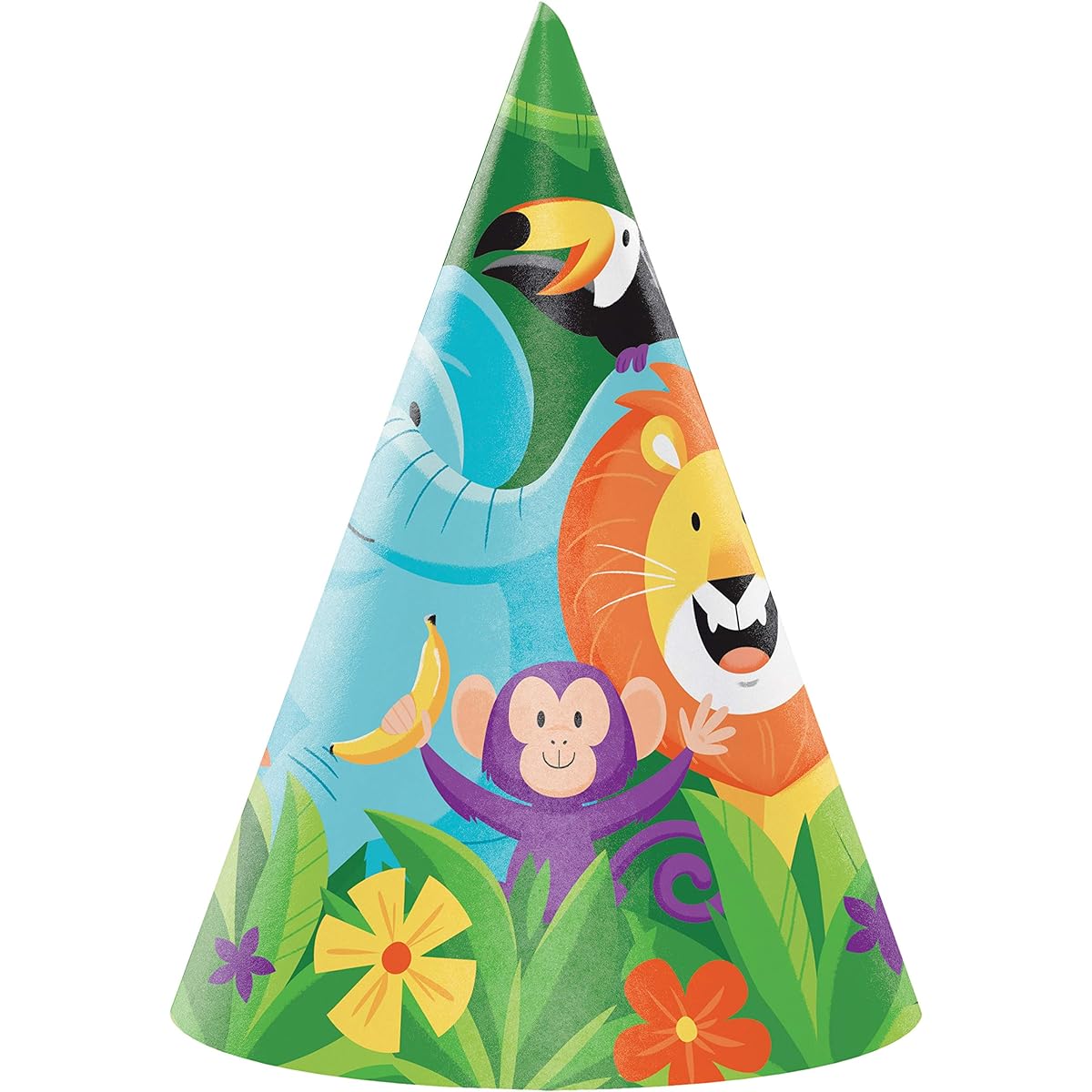 Creative Converting Jungle Safari Party Hat 24 Carat Multicolor, Multicolor, One Size