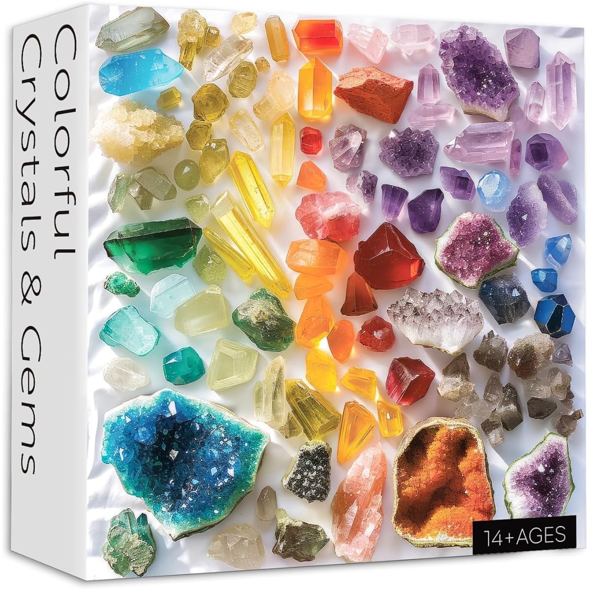 Colorful Crystal Puzzle for Adults 1000 Pieces Rainbow Art Gems and Crystals Jigsaw Puzzle Hard Rock Puzzle Challenging Puzzle for Adults