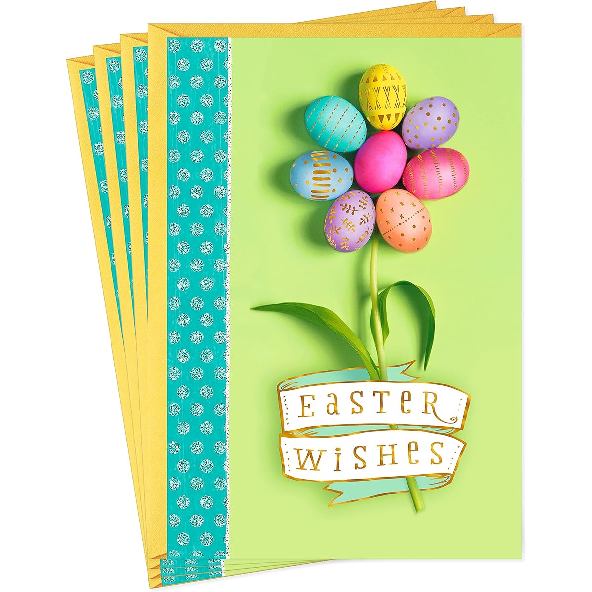 Hallmark Easter Card Pack - Easter Egg Flowers (4 Cards with Envelopes)
