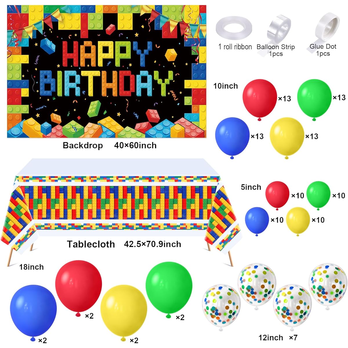 Golray 112 Piece Building Blocks Party Decorations
