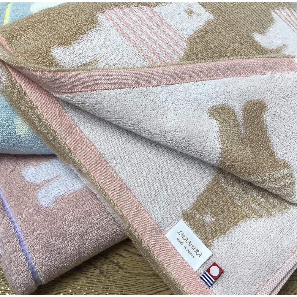 Imabari Towel Bath Towel Cotton Set of 3 Border Bear Pattern 60x120cm (3 Color Set)
