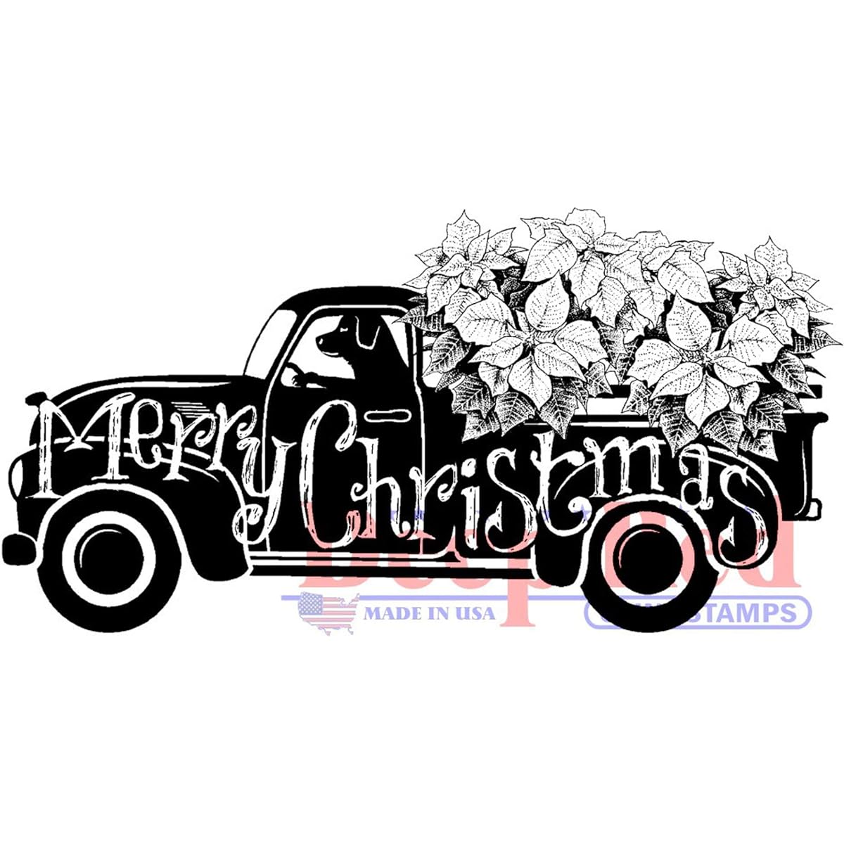 Deep Red Labrador Christmas Rubber Cling Stamp