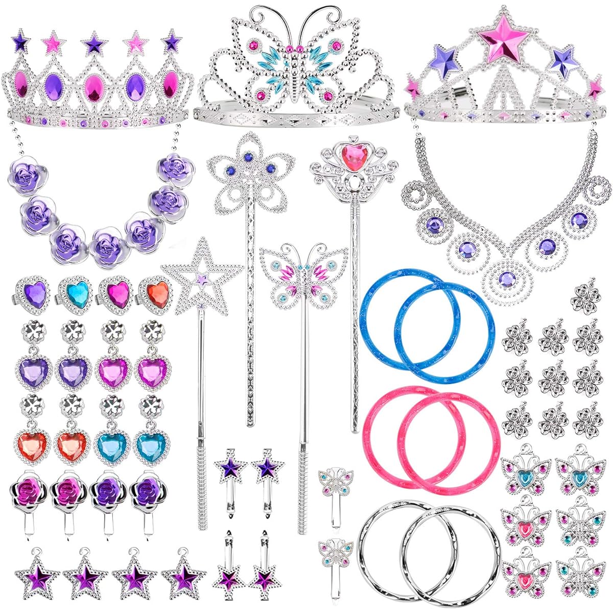 Princess Jewellery Dress Up Accessories Toy Playset for Girls (50 pcs)