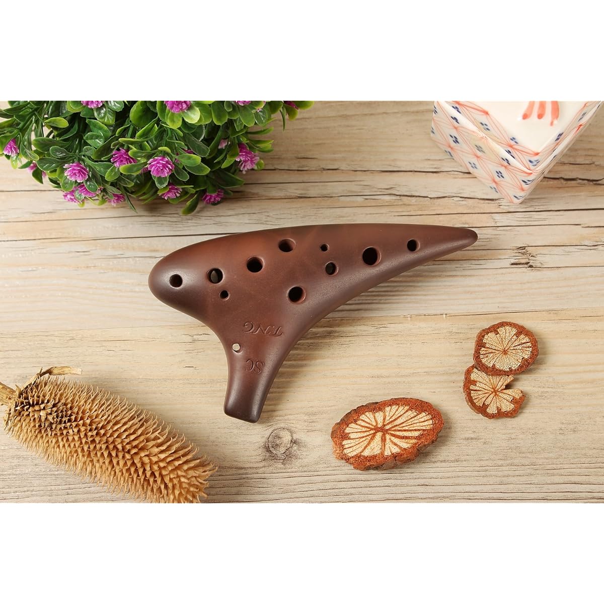 TNG Ocarina Musical Instrument [Single / 12 holes / Soprano / C key / Red clay / SC] High quality (with special case) Ocarina Wind blowing Purple sand
