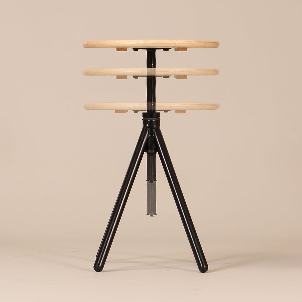 Hiroki Side Table Black Width 46x Depth 46x Height 48~65cm (Top: φ39.5) Rotating MRST-400(BK)