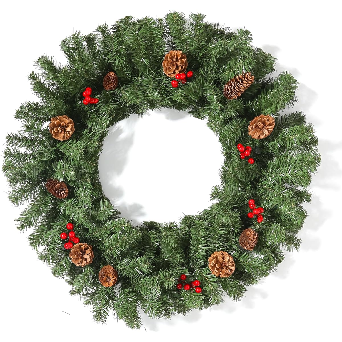Uten 8.8ft Christmas Garland Xmas Artificial Decoration PVC/PE Berry Cone for Indoor Outdoor Garden Gate Home Winter Holiday New Year