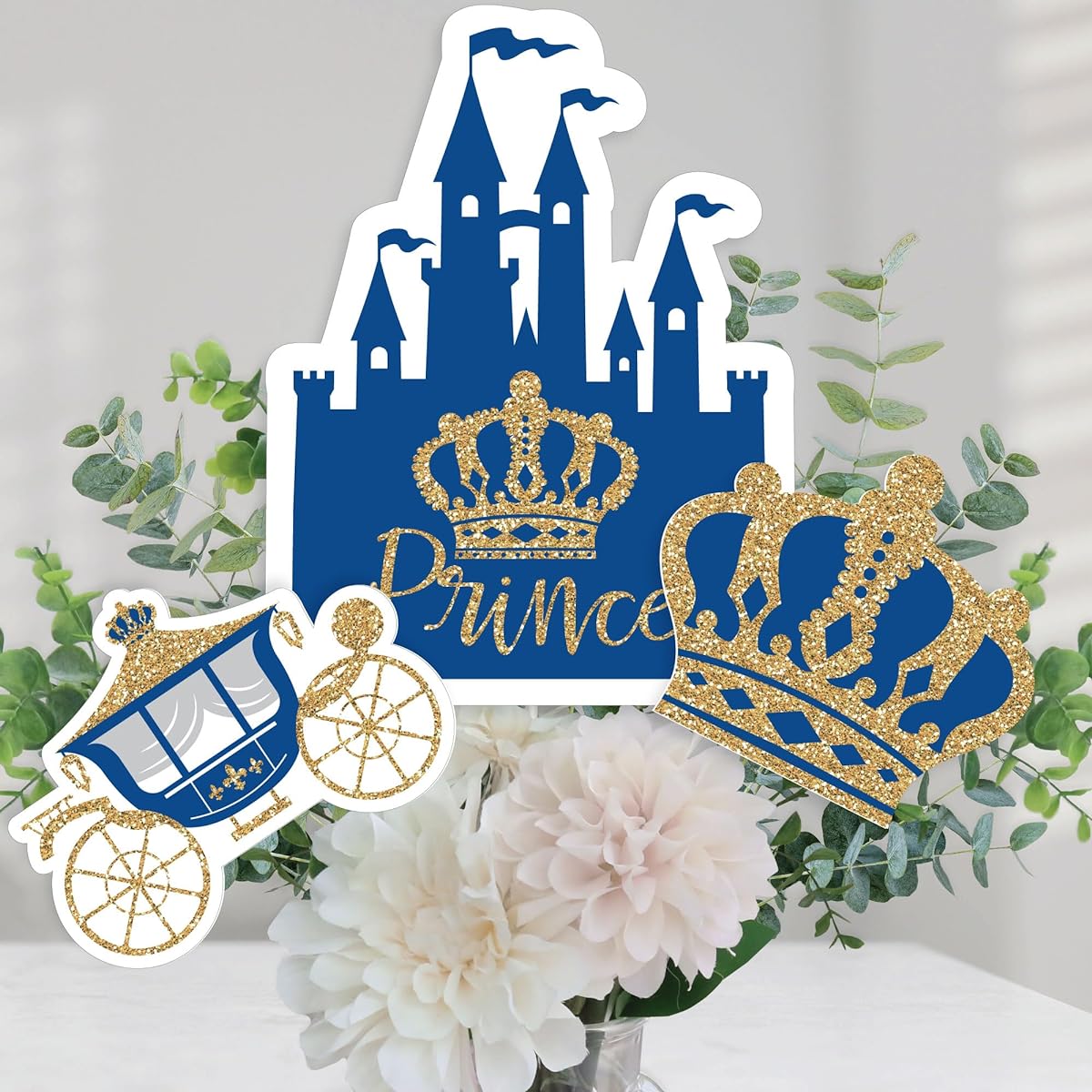 Royal Prince Charming Baby Shower or Birthday Party Centerpiece Sticks Table Toppers Set of 15