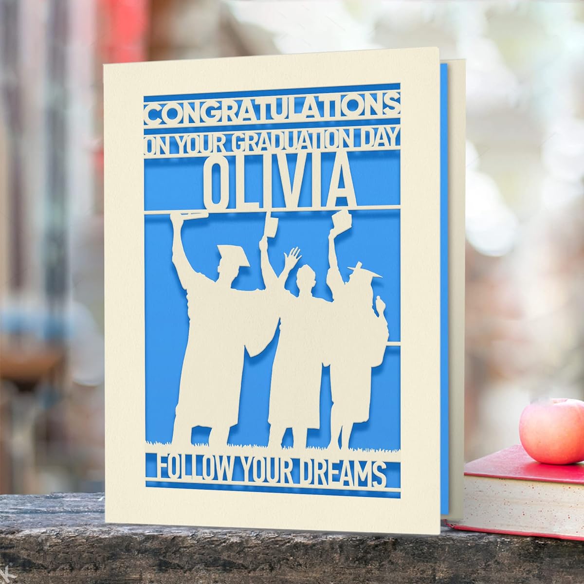 Personalized Graduation Cards for Him/Daughter/Son/Graduate/Congratulations Laser Paper Cut 2022 Graduation Greeting Cards with Envelope and Name (Blue)