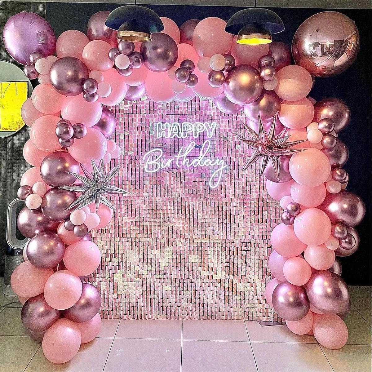24 Pack Glittering Wall Backdrops Party Decoration Glitter Wall Panels Sequin Wall Panels for Wedding Anniversary Birthday Graduation Engagement Bachelorette (Pink and Rainbow)