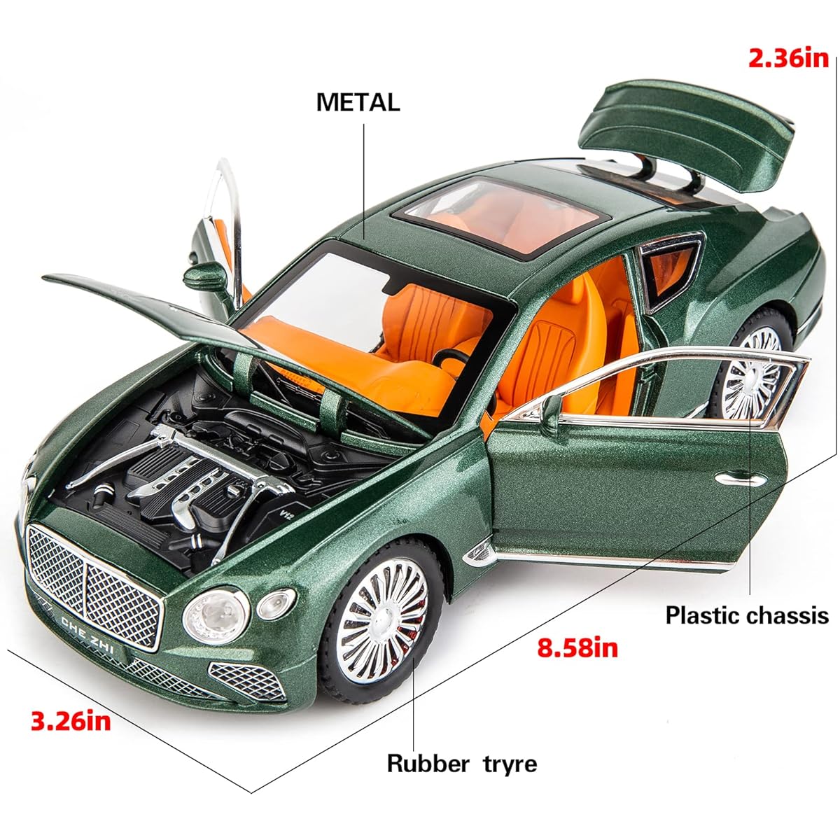 WAKAKAC 1/24 Bentley Continental GT model car (green)
