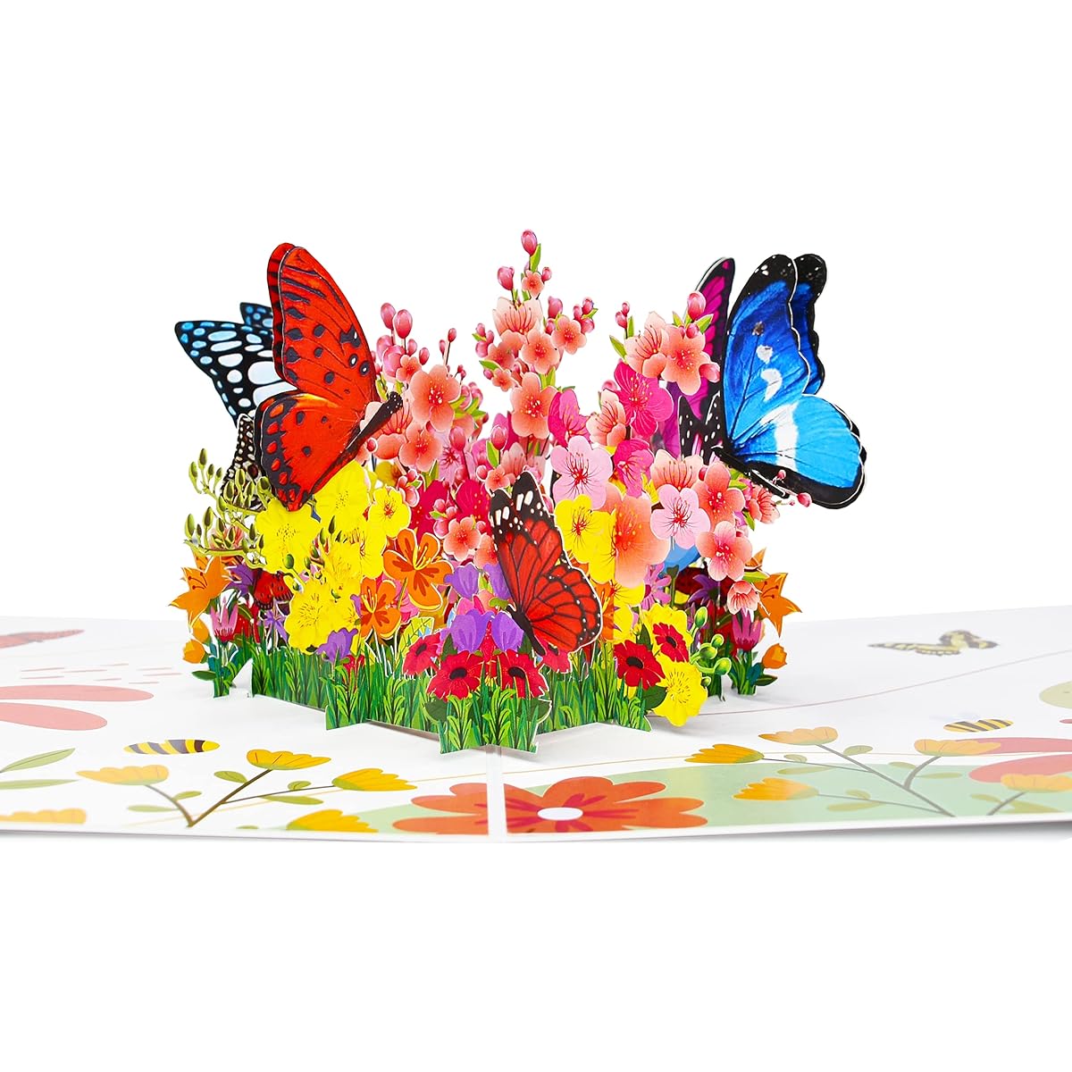 Butterfly with Flowers Pop-up Card 3D Birthday Card Summer Card Anniversary Card Valentine's Day Card Mother's Day Card Retirement Party Celebration