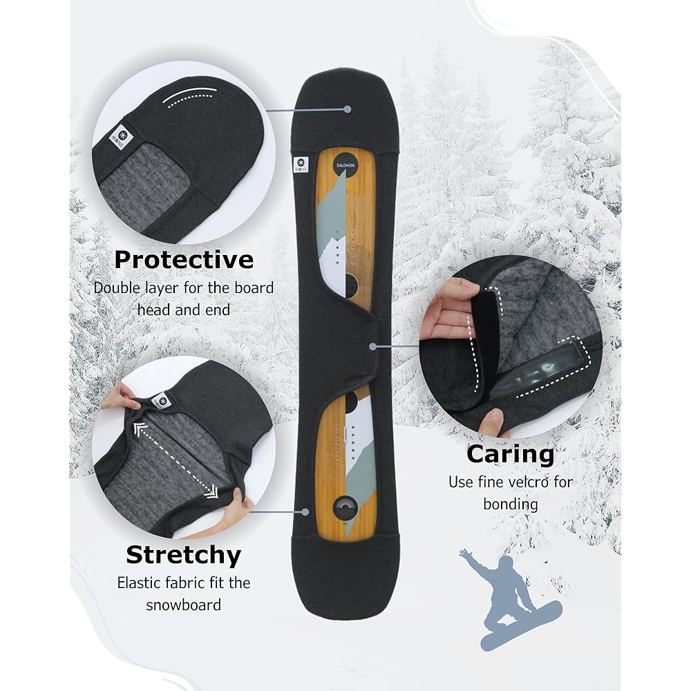 MONS Snowboard Knit Cover Sole Cover Velcro Strap Type | Fabric Soft Breathable Stretch Heather Gray (Made in Taiwan)
