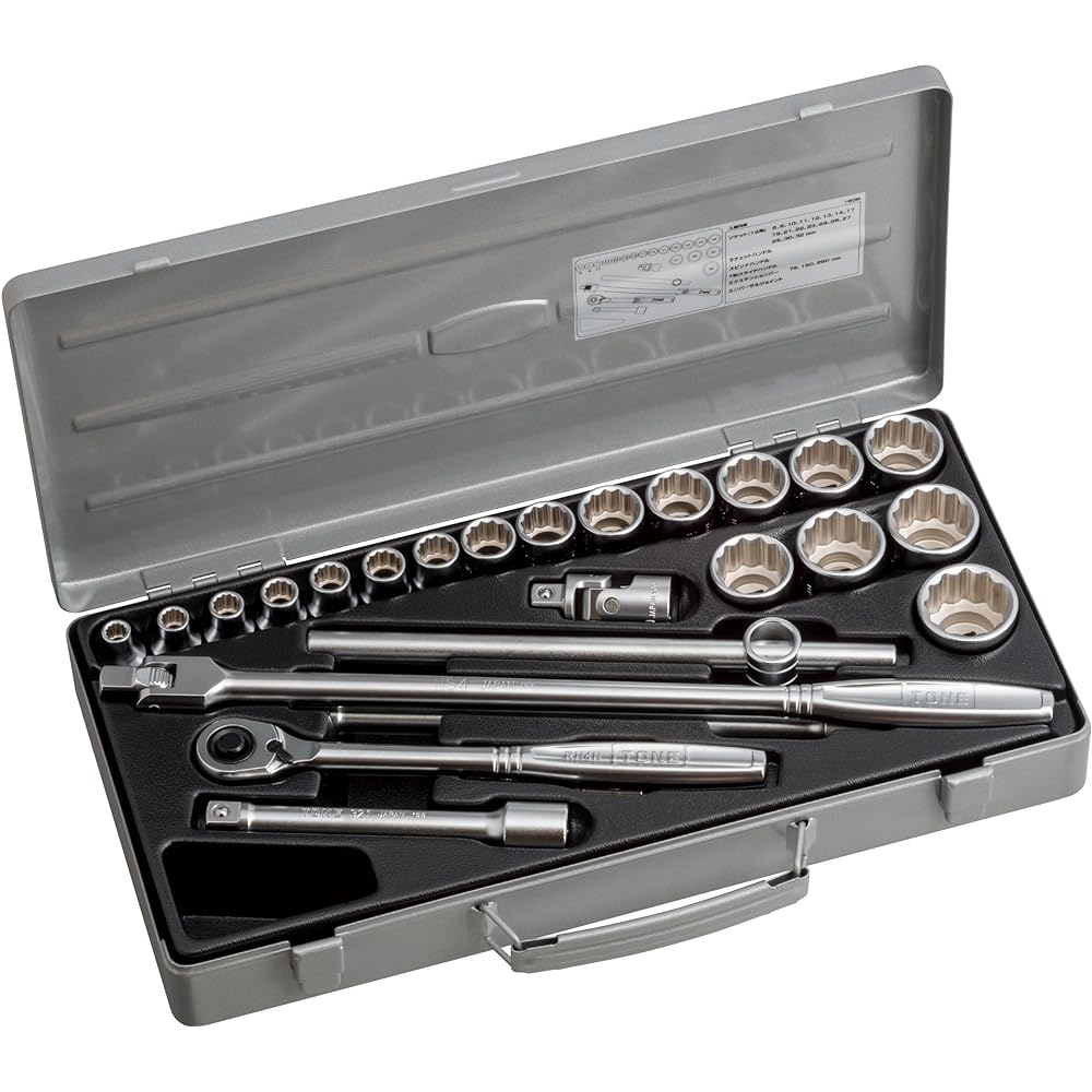 TONE Socket Wrench Set, Drive 12.7mm (1/2"), 160M, Contents: 25 Pieces, Silver