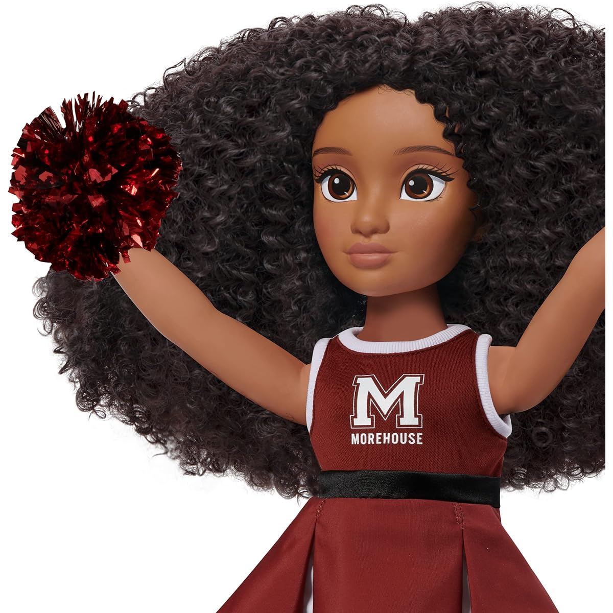 Purpose Toys HBCyoU Morehouse Cheerleader Alyssa 18" Doll & Accessories Curly Hair Medium Brown Skin Tone Design Development