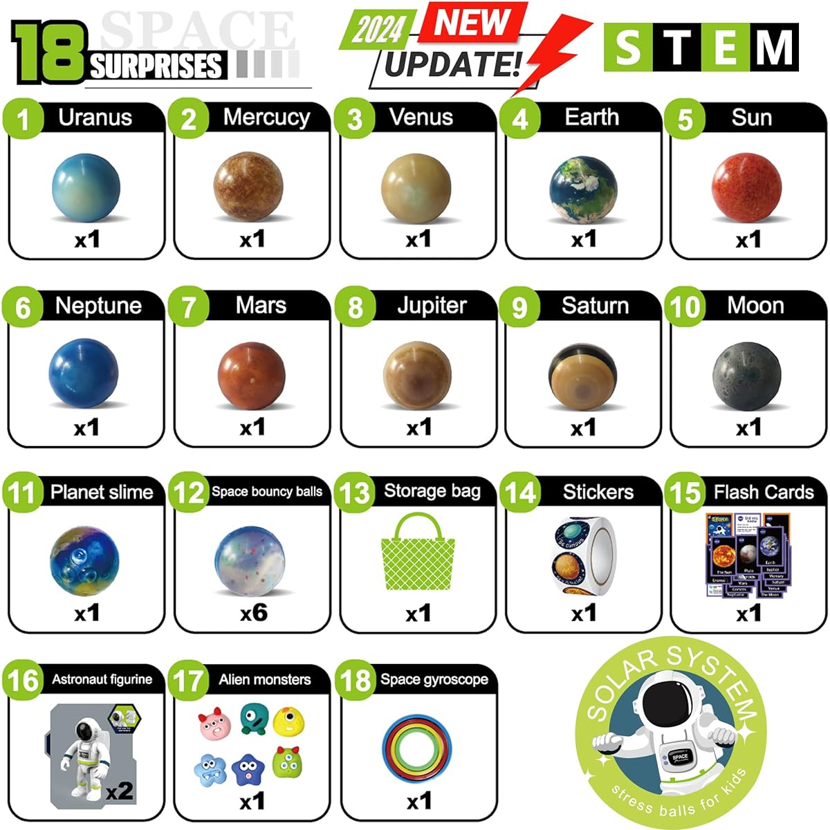 Solar System Planets Stress Ball Toys for Kids Adults Astronaut Toys Water Beads Sensory Bin Filler Toys for Autistic Kids Non-Toxic 16 Astronauts 2 Pieces 1 Mesh Storage Bag