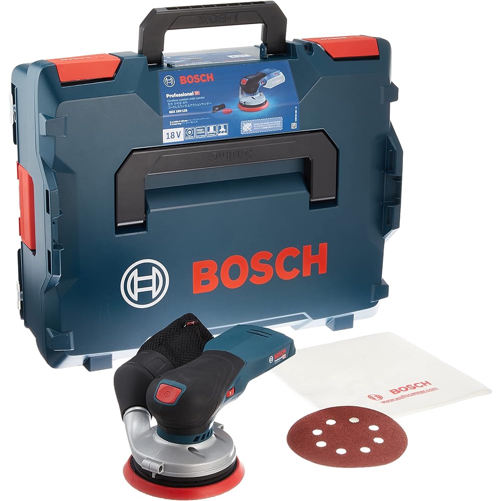 Bosch Professional 18V Cordless Random Action Sander GEX18V-125H Rechargeable Cordless Electric Sander Polishing Tool, Car Polish, Polisher, Oil Film, Scale Removal, Mirror Polishing, Woodworking Grinding, Polishing, Scratch Repair