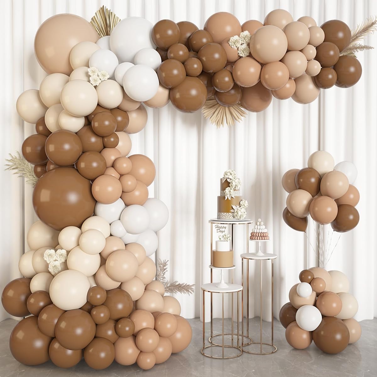 Brown Balloon Garland Arch Kit DIY 18" 12" 10" Coffee Brown Blush Nude Balloons Neutral Woodland Teddy Bear Baby Shower Wedding Jungle Safari Birthday Party Decorations 146pcs