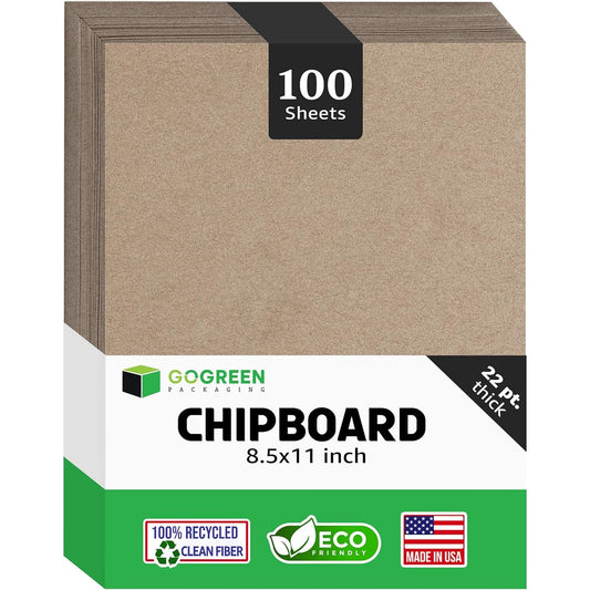Plywood Sheets 8.5 x 11 Inch - 22 Point Brown Kraft Paper Sheets for Crafts 100 Sheets - Eco Friendly Chipboard for Bookbinding, Picture Frame Backing, Alternative to MDF Board