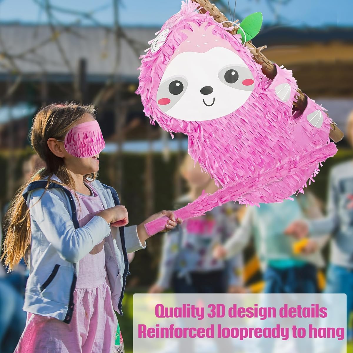 Sotiff Floral Sloth Pinata Teal Pink Pinata Stick Confetti Blindfold Animal Birthday Pinata Sloth Birthday Party Supplies Jungle Safari Party Decorations Floral Sloth Party