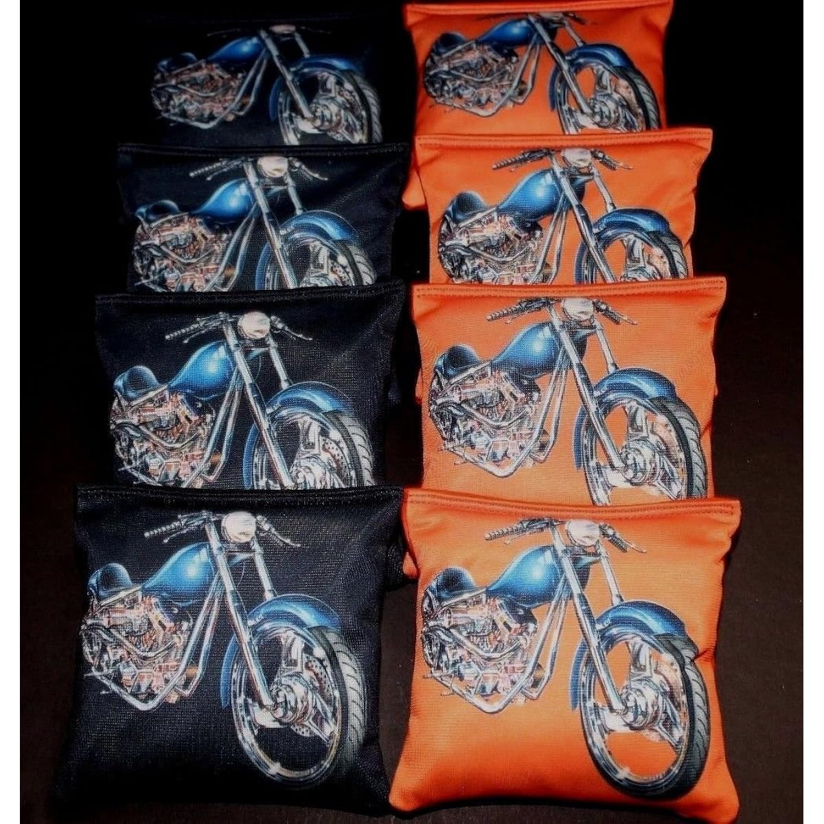 Motorcycle Lovers Harley Fan Orange BLK 8 ACA Regulation Cornhole Bean Bag B302