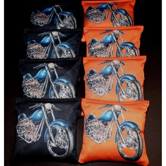 Motorcycle Lovers Harley Fan Orange BLK 8 ACA Regulation Cornhole Bean Bag B302