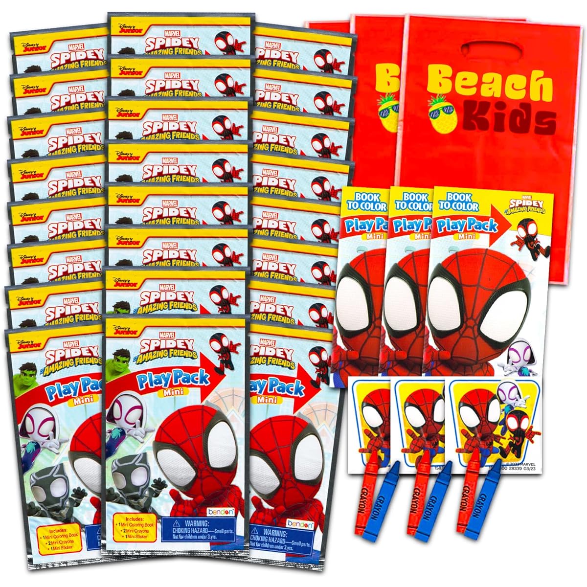 Spidey and Friends Mini Party Favors Set for Kids - 24 Mini Spidey and Friends Grab and Go Play Packs with Coloring Books/Stickers and More (Spidey and Friends Birthday Party Supplies)