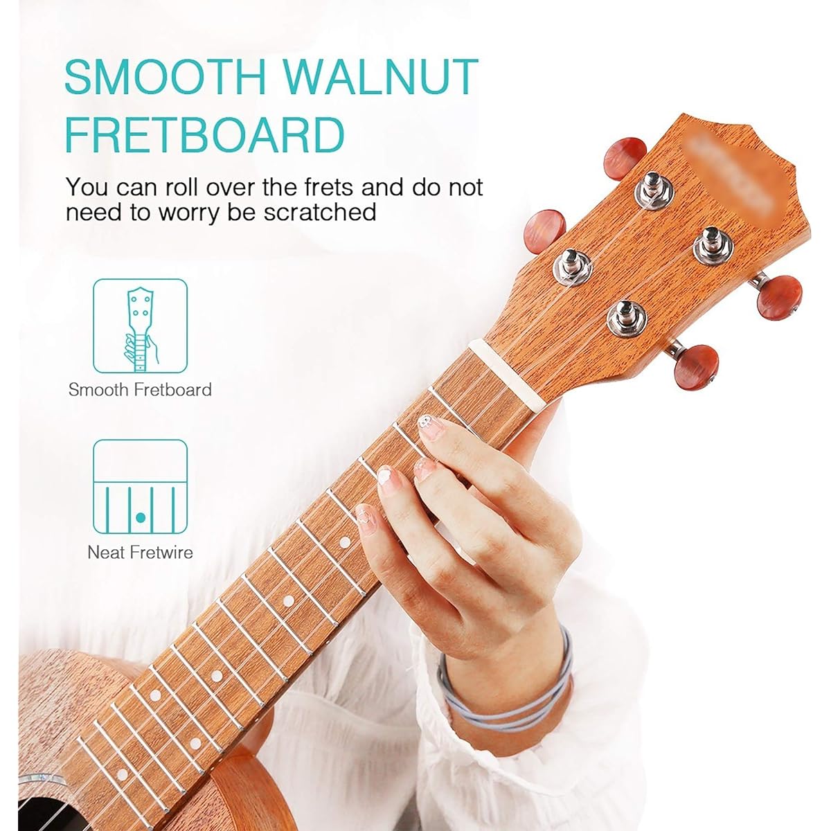 Ukulele Acoustic Soprano Ukulele Kit Mahogany Plywood Ukulele with Gig Fashion Clear Line Ukulele (Size:23; Color:Wood)