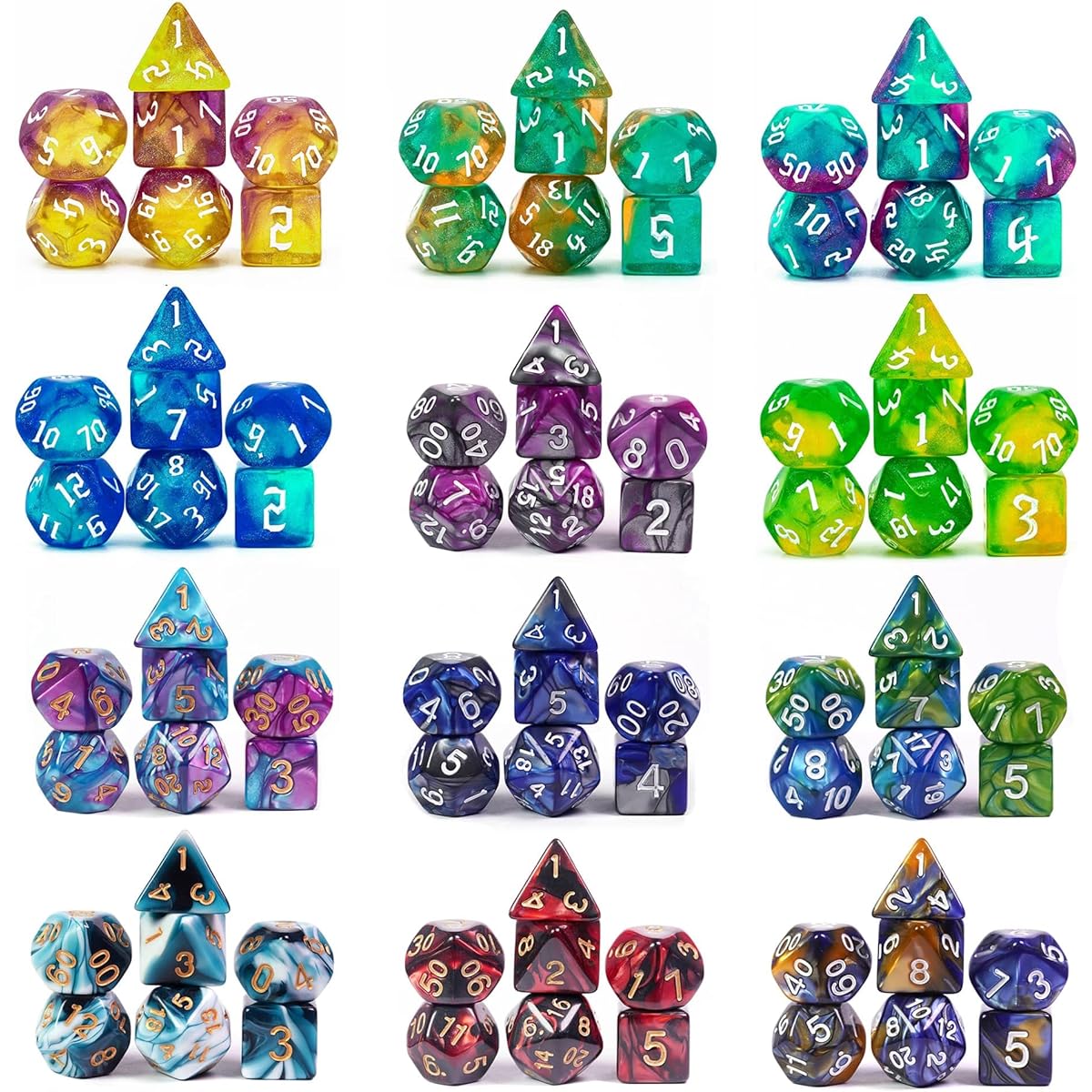 Poludie DND Dice Set, 175 Polyhedral D&D Dice with 4 Leather Bags, D&D (Dungeons and Dragons) Role Playing Game, MTG Table Game (25 Sets)