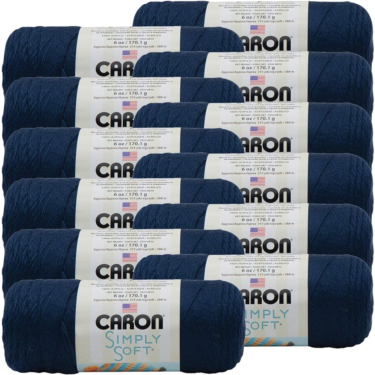 Caron 98103 Dark Country Blue Simple Soft Single Color Yarn Set of 12